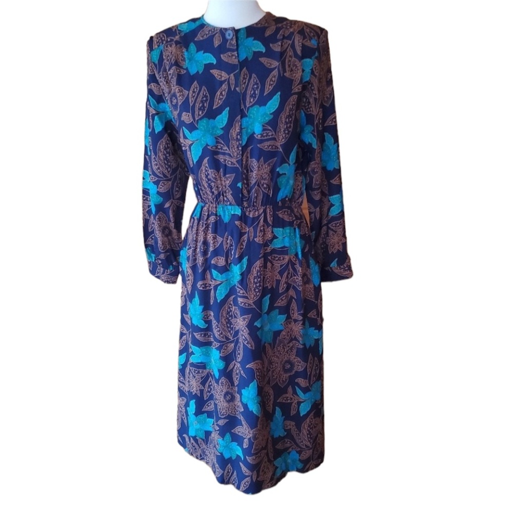 1980s Southern Lady Multi-Color Floral‎ Dress